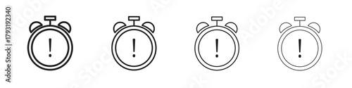 Alarm exclamation icon set. editable stroke eps 10 vector illustration.