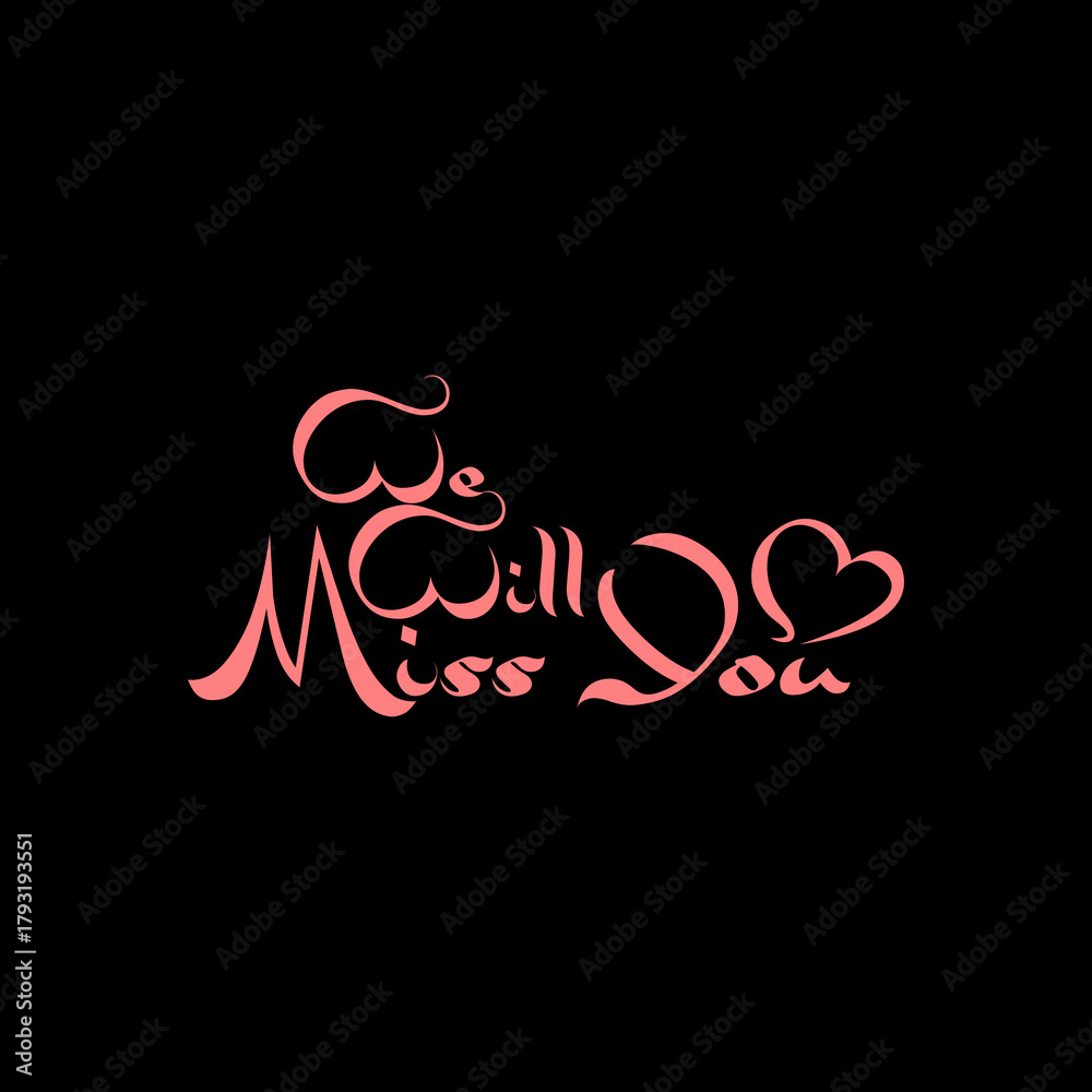 Naklejka premium We will miss you letter icon isolated on black background