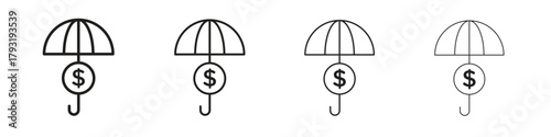assets protection icon set. editable stroke eps 10 vector illustration.