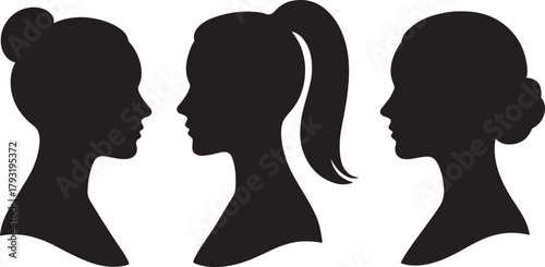 Distinct Female Profiles Exploring the concept of diverse beauty and identity through elegant silhouettes