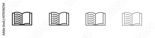 Book icon set. editable stroke eps 10 vector illustration.