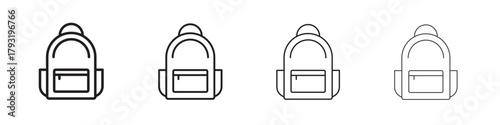 Backpack icon set. editable stroke eps 10 vector illustration.