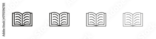 Book icon set. editable stroke eps 10 vector illustration.