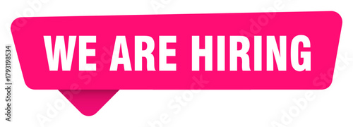 we are hiring magenta sticker isolated on transpatent background. we are hiring sign