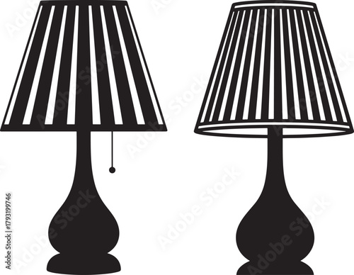 Two decorative table lamps silhouette