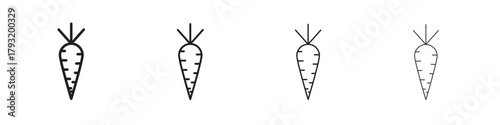 Carrot icon set. editable stroke eps 10 vector illustration.