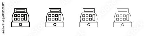 Cash register icon set. editable stroke eps 10 vector illustration.