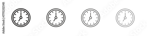 Clock seven icon set. editable stroke eps 10 vector illustration.