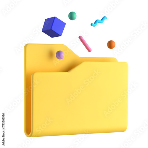3d floating element folder icon
