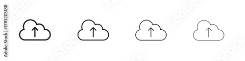 Cloud upload icon set. editable stroke eps 10 vector illustration.
