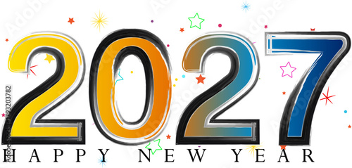 Happy New Year 2027 colorful festive greeting illustration design