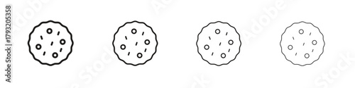 Cookie icon set. editable stroke eps 10 vector illustration.