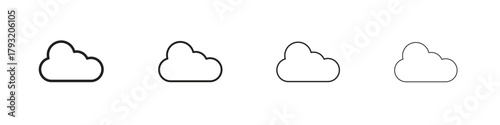 Clouds icon set. editable stroke eps 10 vector illustration.