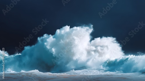 Fototapeta Naklejka Na Ścianę i Meble -  Powerful ocean wave crashes with force during a sea storm.