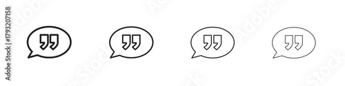 Comment quote icon set. editable stroke eps 10 vector illustration.