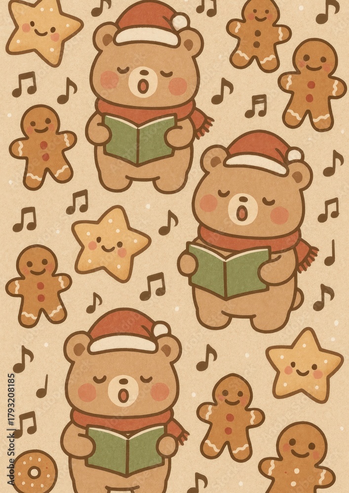 Obraz premium Cute festive bear wallpaper