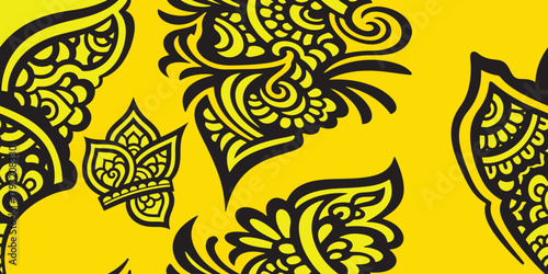 Intricate Floral Pattern a mesmerizing ornamental floral design, meticulously crafted with elegant contours and forms, inviting the eye to explore its detailed artistry. 