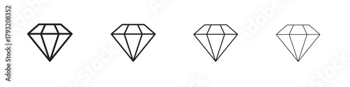 Diamond icon set. editable stroke eps 10 vector illustration.