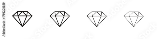 Diamond icon set. editable stroke eps 10 vector illustration.
