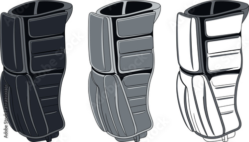Leg pad, sports, vector, illustration, sketch, outline, protective, gear, padding, durable, ergonomic, structured, design, technical, reinforced, athletic, impact, silhouette, layout, modern