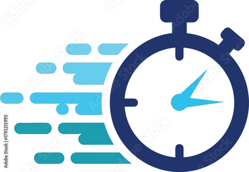 Fast stopwatch logo: quick time delivery, express service, speed & urgency icon