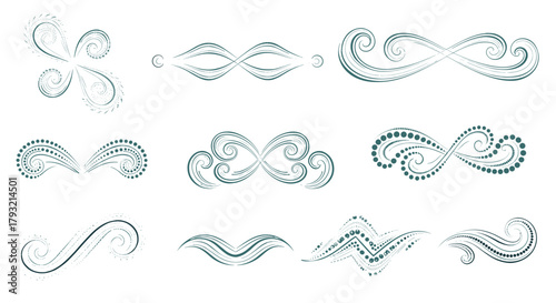 Decorative digital ornamental elements for design and graphic illustration.