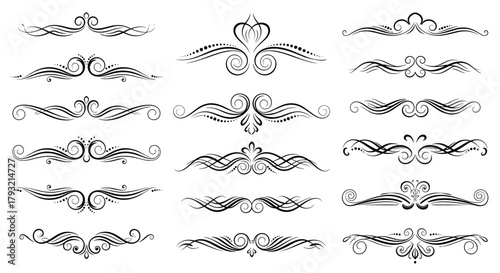 Elegant decorative flourishes and ornamental dividers for graphic design projects.