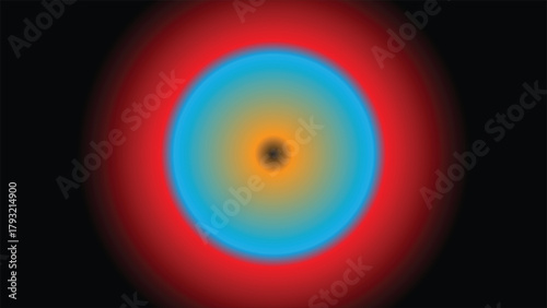 Abstract Radial Gradient Target and Focus Point with Red, Blue, and Orange Rings