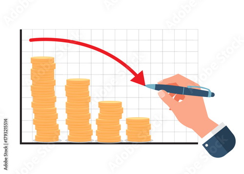 Decrease in investment concept stock illustration