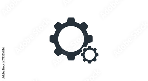 Minimalist gear icon design with two interlocking cogs