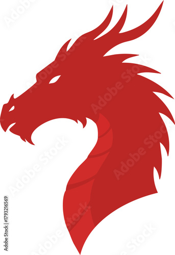 Wallpaper Mural Red dragon head silhouette vector illustration with sharp horns and scales design icon  Torontodigital.ca
