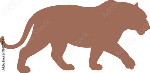 Panther silhouette walking on white background simple brown vector illustration design 