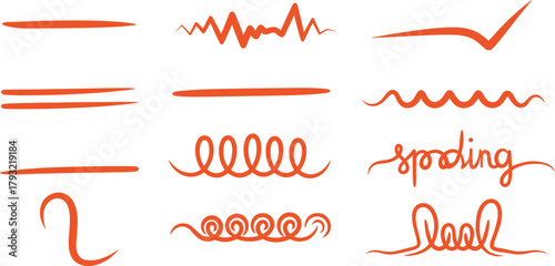 Hand-drawn red underline strokes and decorative lines collection, perfect for highlighting text and adding visual emphasis