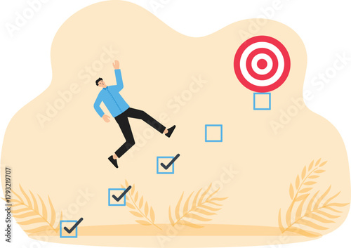 Personal development plan for career success, to motivate and achieve business target concept, build specific skill or smart entrepreneur competency list as ladder to achieve target.
