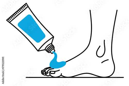 Applying soothing cream to foot for relief and care