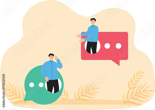 Chatting with team members, Show virtual Dating and relationship app. Chat bubble and Chat with friends and send new messages, Perfect for landing page, UI, web, app introduction card
