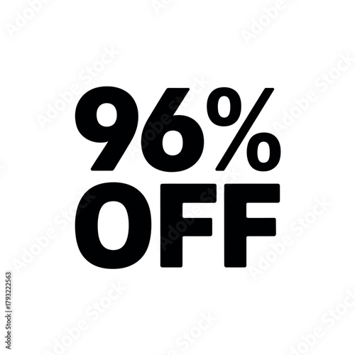 A bold graphic displays a discount of 96% off, indicating a significant sale or promotion.