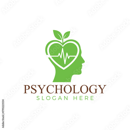 Psychology logo with tree in head brain tree logo design mental health, mind and awareness vector concept psychologist logo