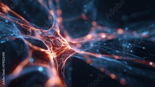 An artistic rendering of neurons and neural networks, highlighting intricate connections