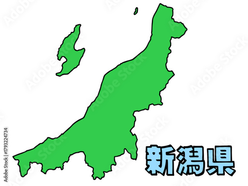 少しゆるい新潟県地図 書き文字 中部地方 東日本 / A loosely drawn map of Niigata Prefecture