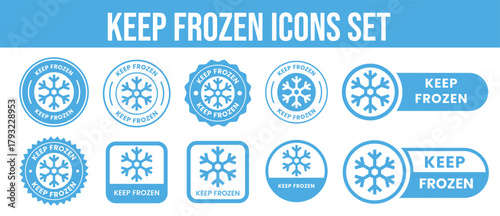 Keep Frozen Icon Set, Cold Storage Symbols Collection, Frozen Food Handling and Temperature Warning Icons Vector Illustration