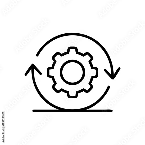 Gear icon with circular arrows representing concept of process management  