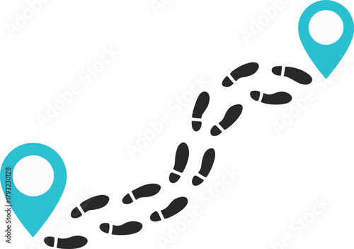 Set of Footprints and Shoeprints Trails – Vector Collection of Human Footsteps, Shoes, and Bare Feet Tracks.