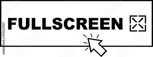 vector illustration drawing black and white concept icon click computer mouse on fullscreen button digital