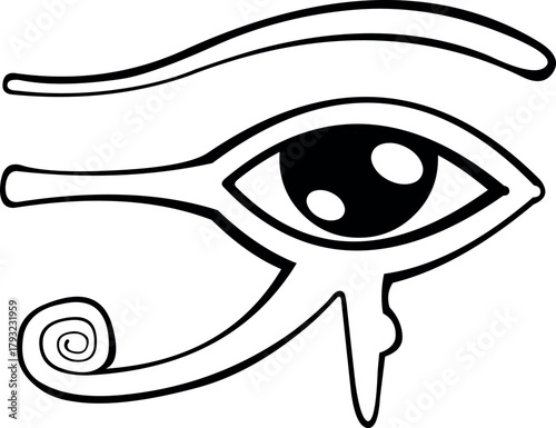 vector illustration drawing black and white eye of horus spiritual symbol
