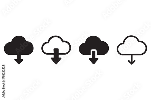 Vector Cloud computing icon. Line, glyph and filled outline, abstract cloud outline and filled vector sign. Symbol, logo illustration. Different style icons set.