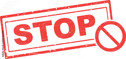 vector illustration red worn texture rubber stamp stop text and forbidden label sign