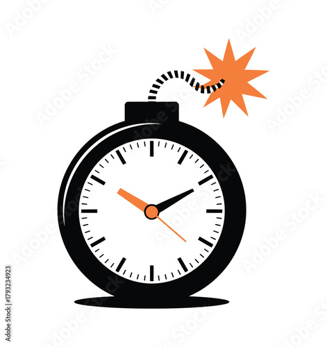 A ticking time bomb alarm clock signifies a stressful deadline.