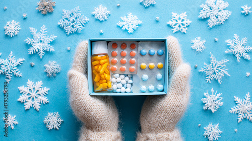 Winter cold and flu viruses  therapy and treatment concept.
