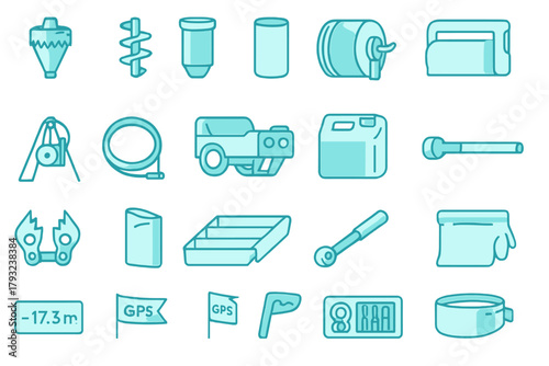 Geotechnical and drilling equipment icons for subsurface exploration